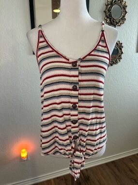 Blu Pepper Striped Sleeveless Top w/tie front ✨❤️✨